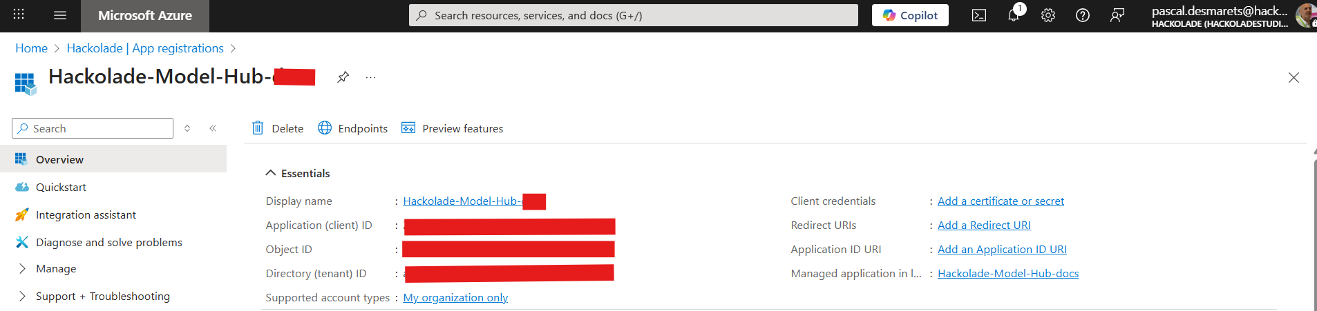 Azure App registration essential IDs