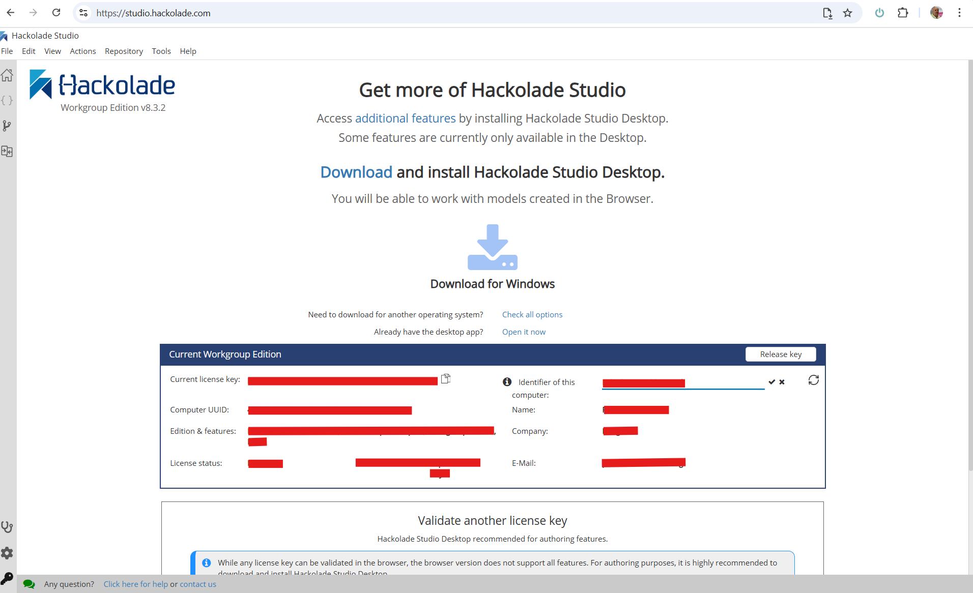 Browser - 5 - License key reuse