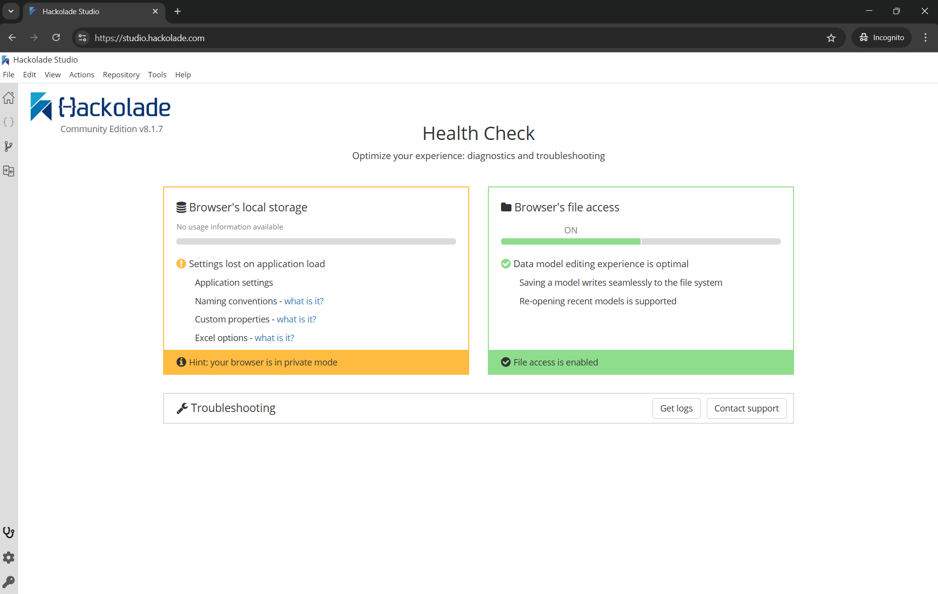 Browser health check NOK