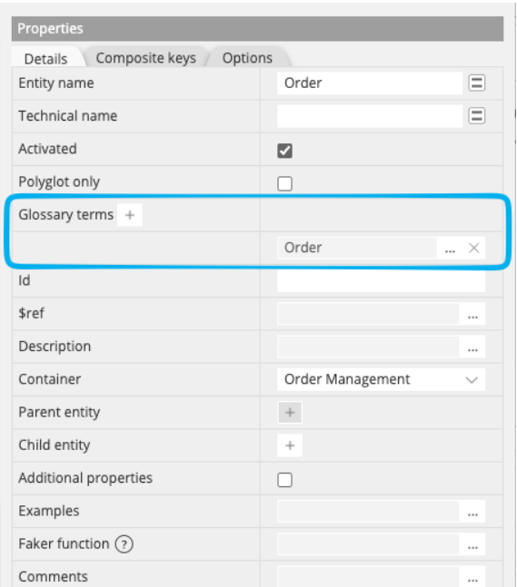 Business terms glossaries - bound term