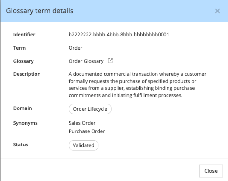Business terms glossaries - consult term