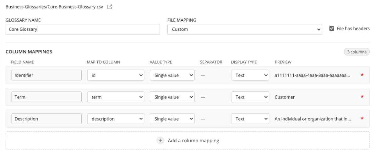 Business terms glossaries - mapping