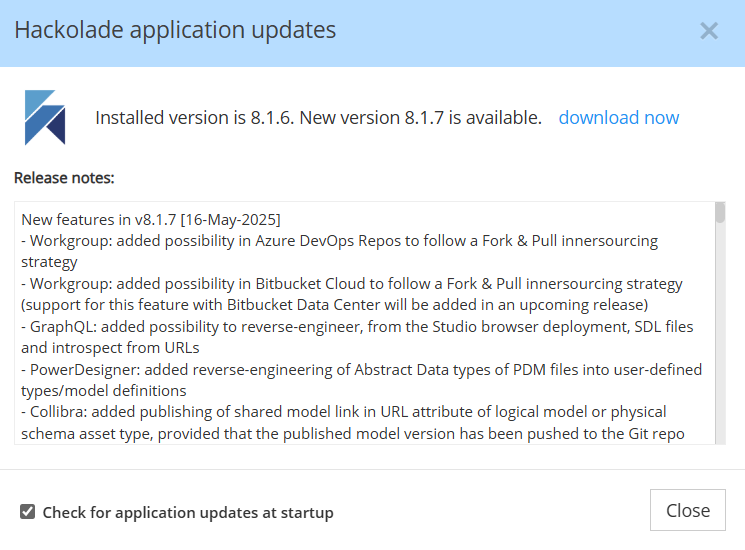 Check for new application version