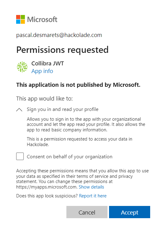 Collibra JWT - IDP permissions confirmation