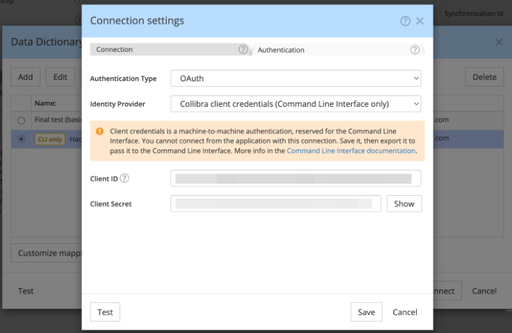 Collibra M2M Create CLI connection