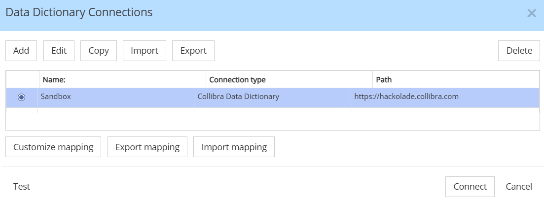 Collibra custom asset type connections
