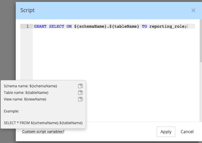 Custom script hook with variable example