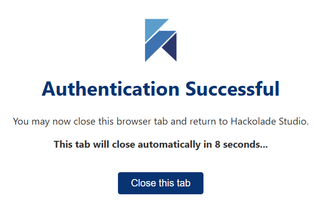 GitHub OAuth PKCE Hackolade Auth app success