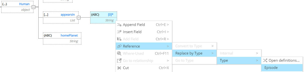 GraphQL reference previously created type