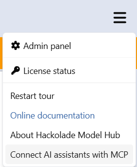 Hub standalone menu