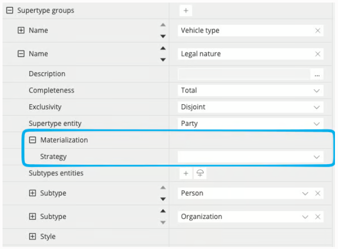 Inheritance materialization strategy