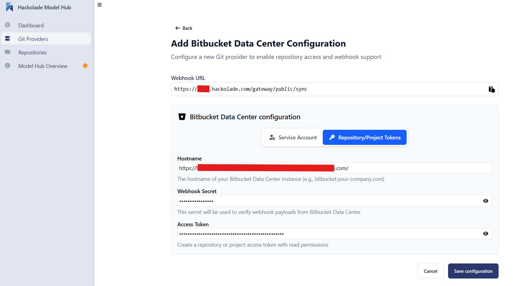 Model Hub Bitbuclet Data Ctr add config