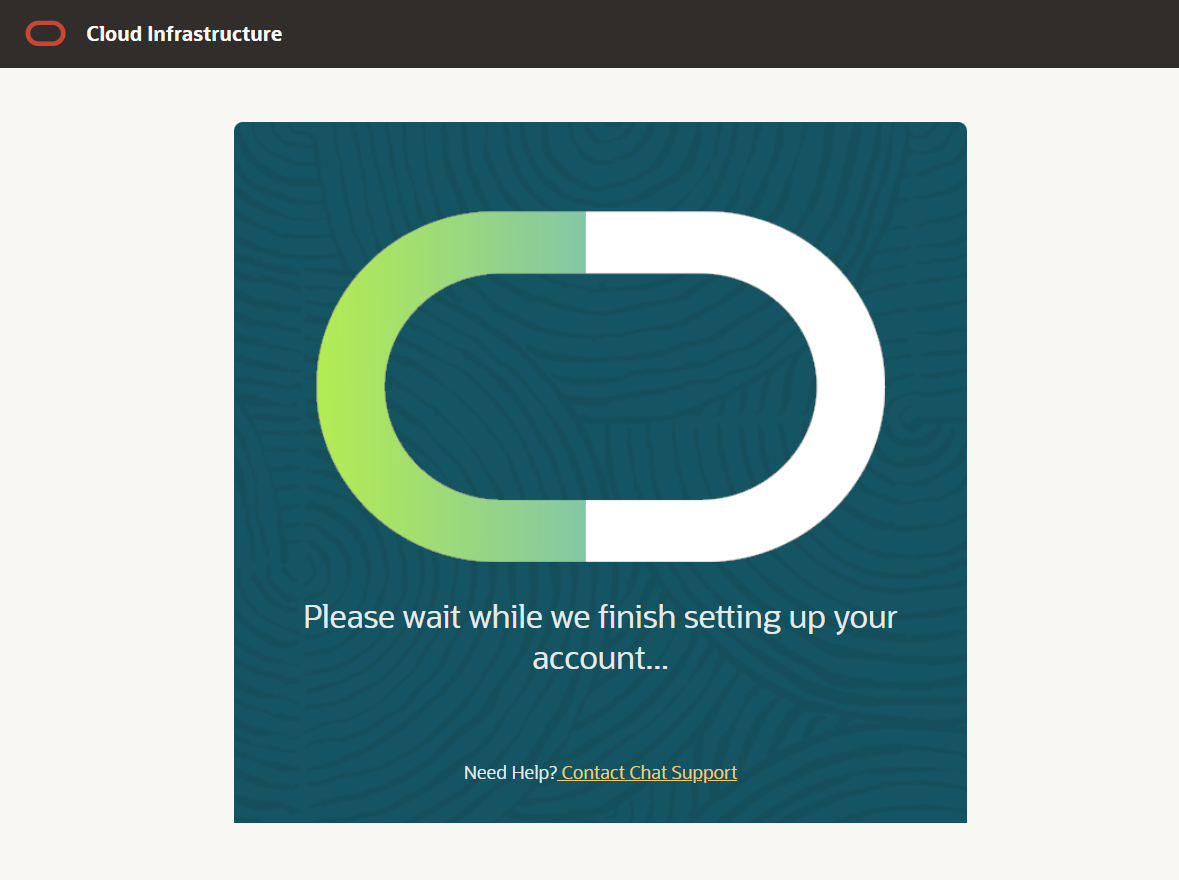 OCI Free Tier setup wait screen