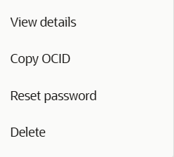 OCI Identity and Security user reset pwd