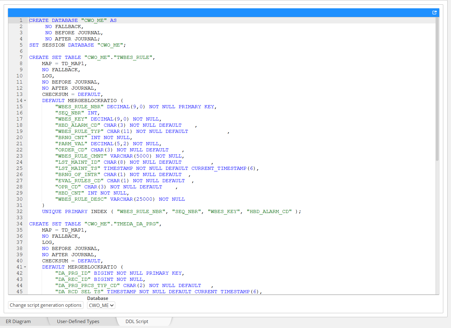 Teradata - Forward-Engineering