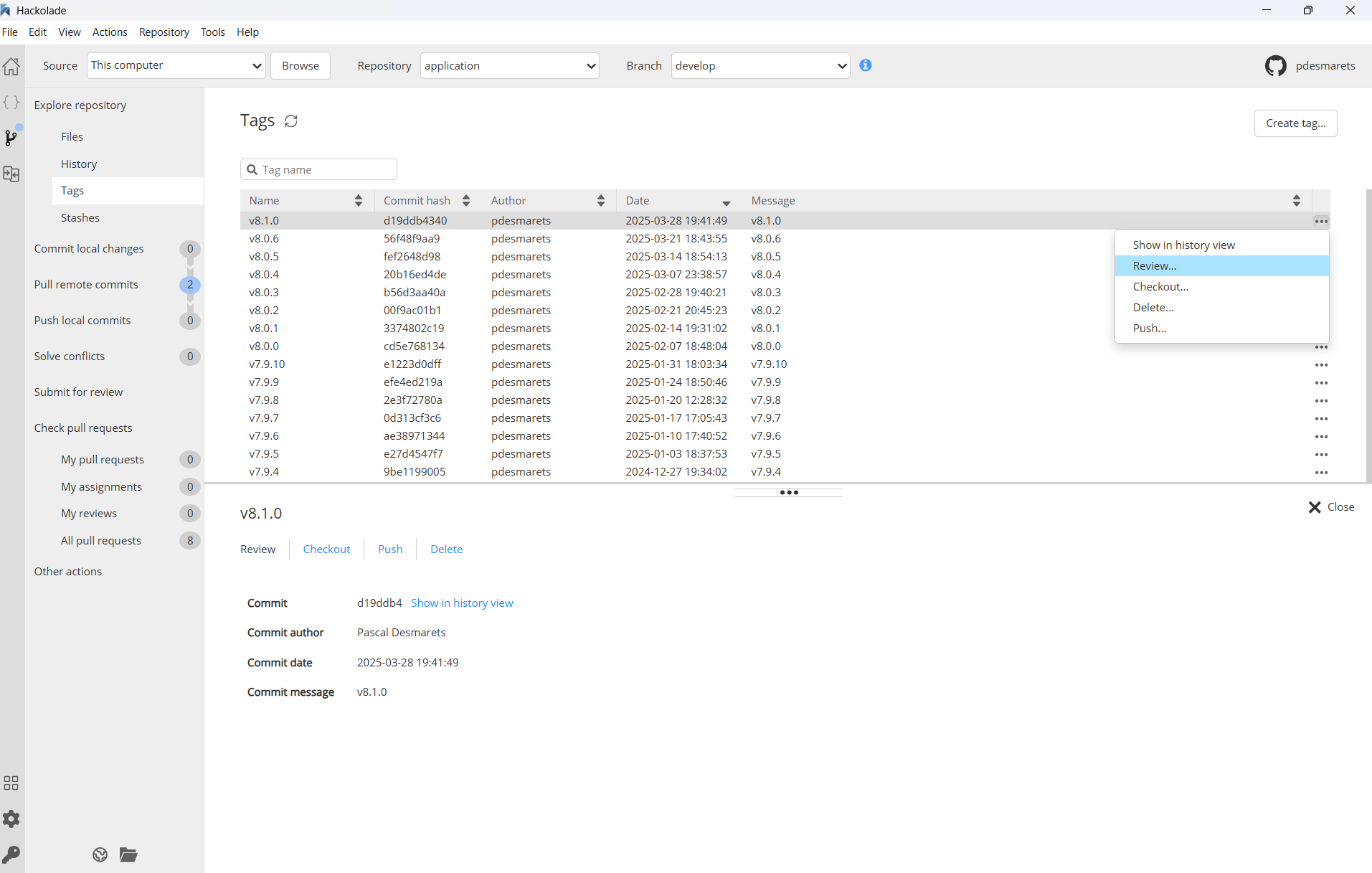 Workgroup - List repository tags