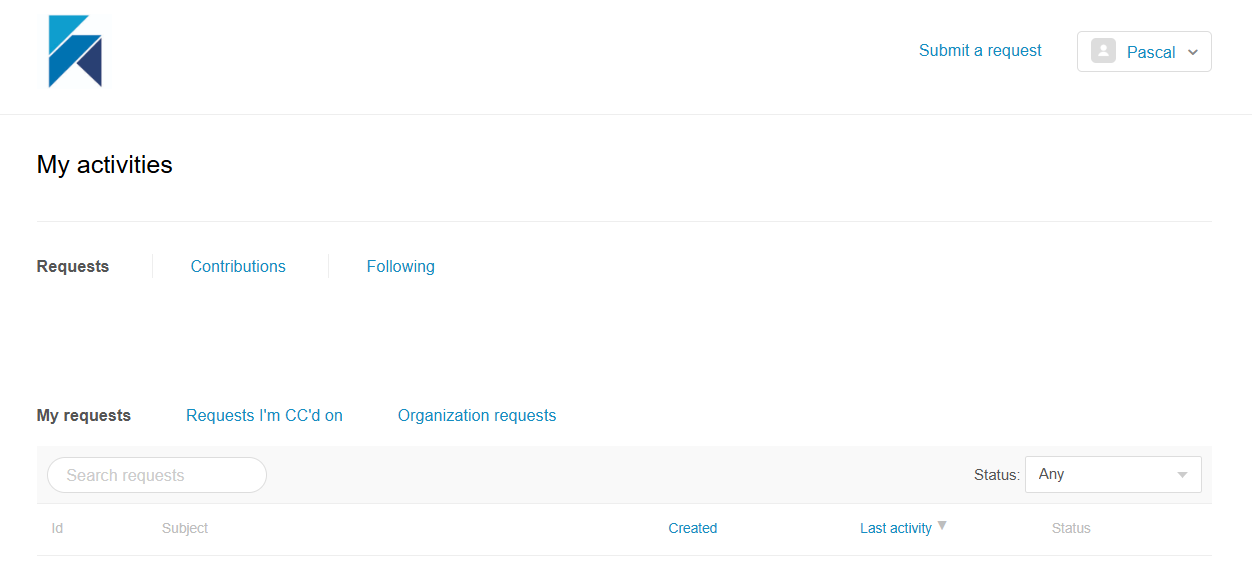 Zendesk My activities