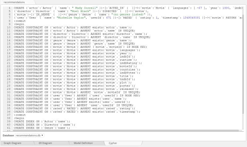 Neo4j visual data modeling tool generates Cypher script